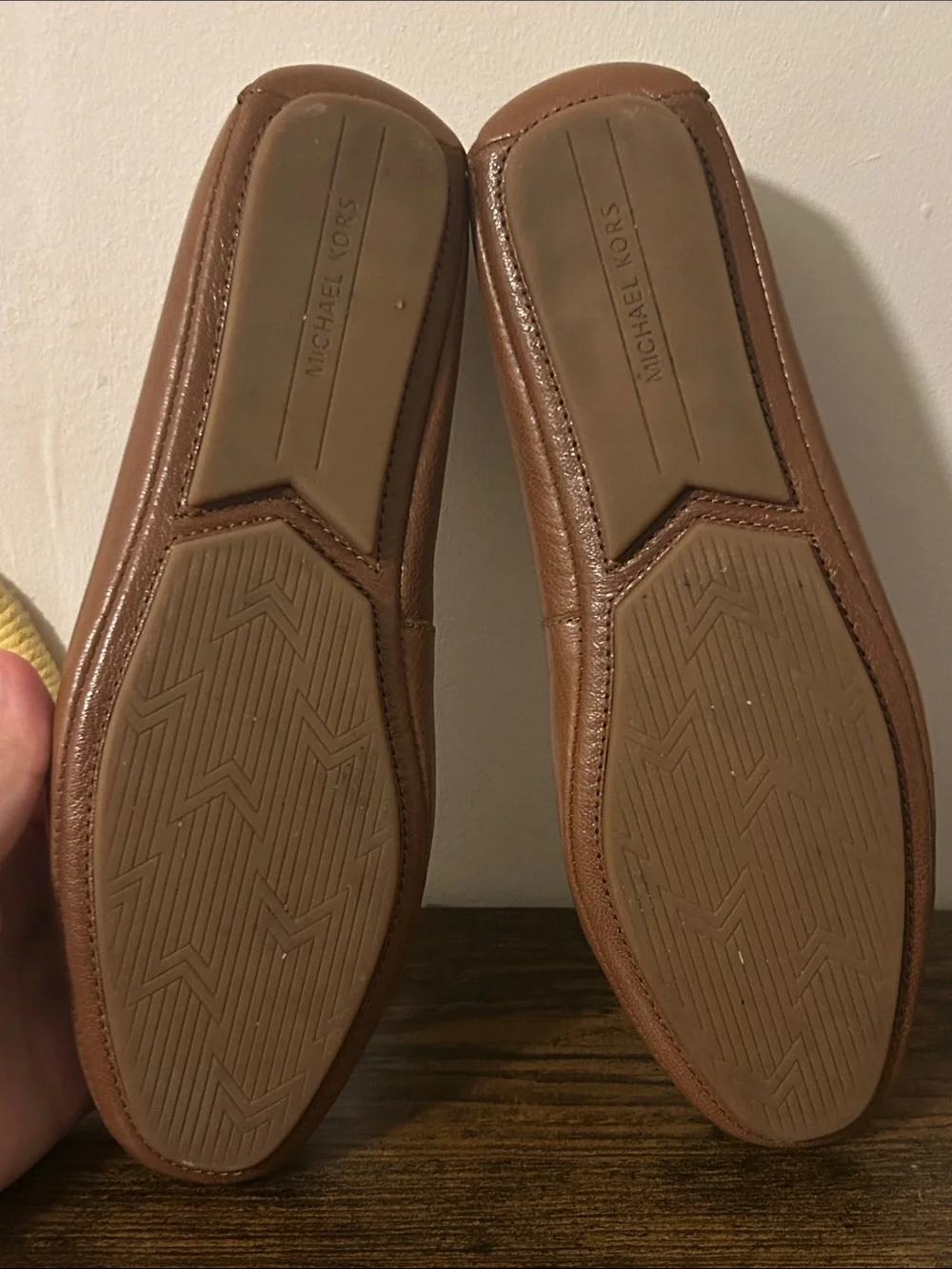 Michael Kors Tan Brown Leather MK Logo Loafers
